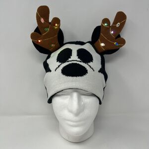 Disney Mickey Mouse Antlers LED Light-Up Holiday Beanie Hat Adult Youth *TESTED*